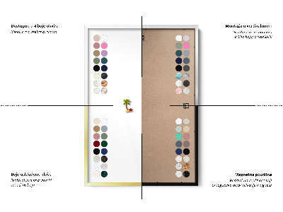 Magnetic board with white frame Elegant light stone