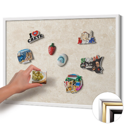 Magnetic board with white frame Elegant light stone