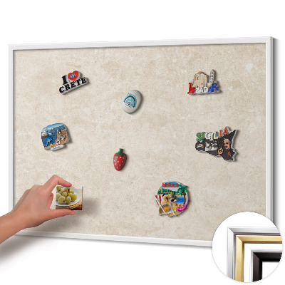 Magnetic board with white frame Elegant light stone