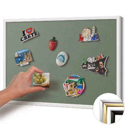 Magnetic board with white frame Olive color