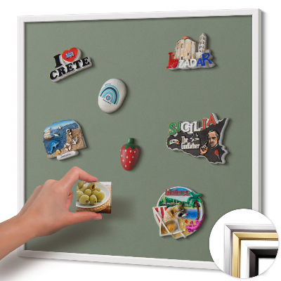 Magnetic board with white frame Olive color