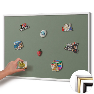 Magnetic board with white frame Olive color