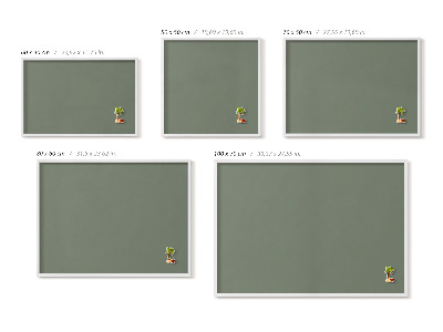 Magnetic board with white frame Olive color
