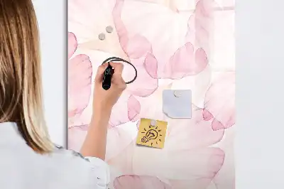 Magnetic writing board with watercolor petals design