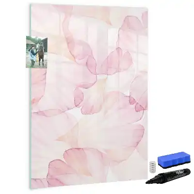 Magnetic writing board with watercolor petals design