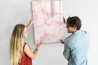 Magnetic writing board with watercolor petals design