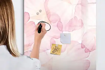 Magnetic writing board with watercolor petals design