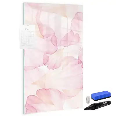 Magnetic writing board with watercolor petals design