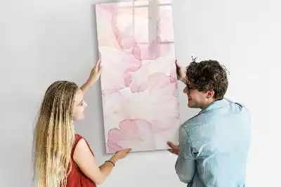 Magnetic writing board with watercolor petals design