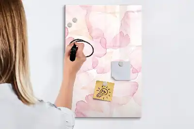 Magnetic writing board with watercolor petals design