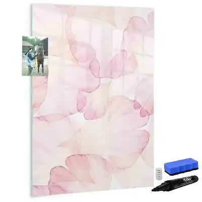 Magnetic writing board with watercolor petals design