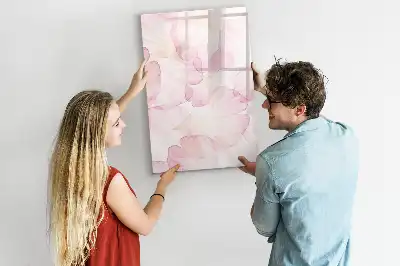Magnetic writing board with watercolor petals design
