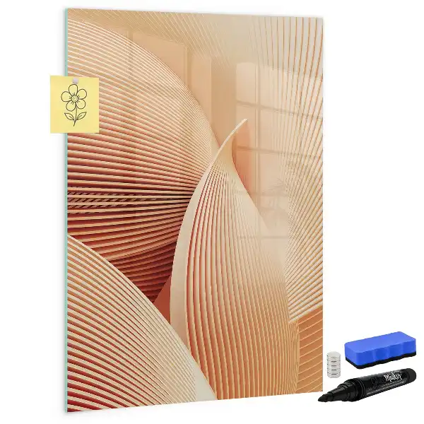 Magnetic writing board with an abstract wave pattern