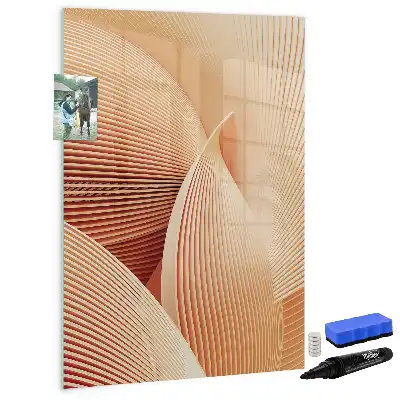 Magnetic writing board with an abstract wave pattern