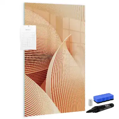 Magnetic writing board with an abstract wave pattern