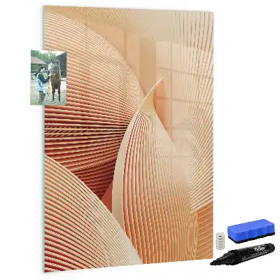 Magnetic writing board with an abstract wave pattern