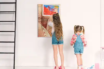 Magnetic writing board with an abstract wave pattern