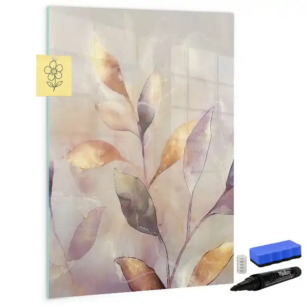 Magnetic dry erase board watercolor plants design