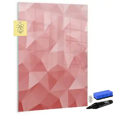 Magnetic dry erase board with triangle abstraction design