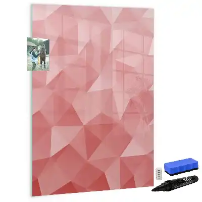 Magnetic dry erase board with triangle abstraction design