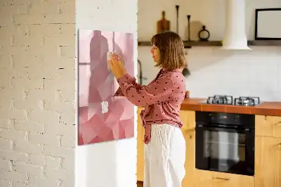 Magnetic dry erase board with triangle abstraction design