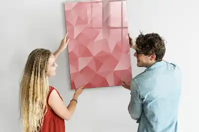 Magnetic dry erase board with triangle abstraction design