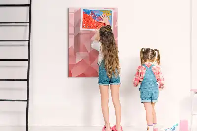 Magnetic dry erase board with triangle abstraction design