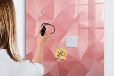 Magnetic dry erase board with triangle abstraction design
