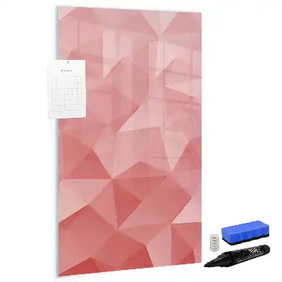 Magnetic dry erase board with triangle abstraction design