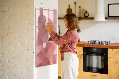 Magnetic dry erase board with triangle abstraction design