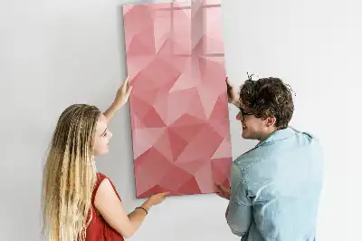 Magnetic dry erase board with triangle abstraction design