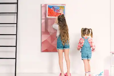 Magnetic dry erase board with triangle abstraction design