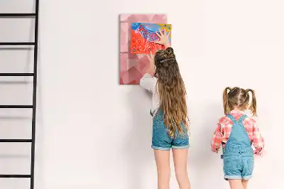 Magnetic dry erase board with triangle abstraction design