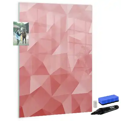 Magnetic dry erase board with triangle abstraction design