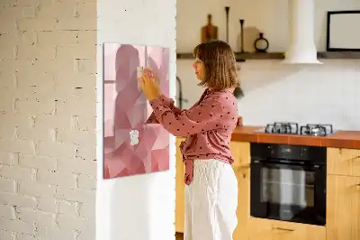 Magnetic dry erase board with triangle abstraction design