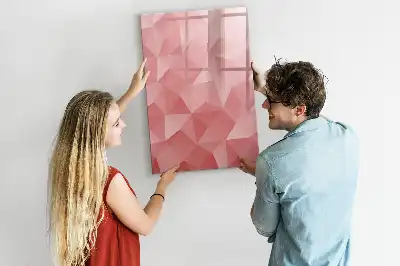 Magnetic dry erase board with triangle abstraction design