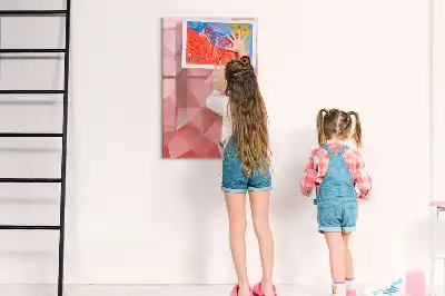 Magnetic dry erase board with triangle abstraction design
