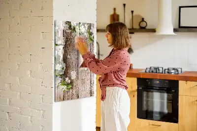 Magnetic writing board with flowers on wooden boards design