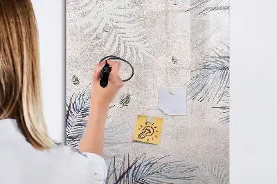 Magnetic writing board palm leaves design