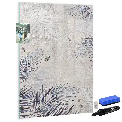 Magnetic writing board palm leaves design