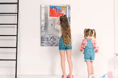 Magnetic writing board palm leaves design