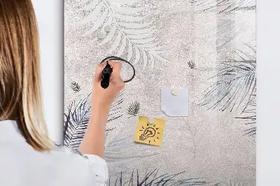 Magnetic writing board palm leaves design