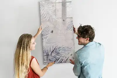 Magnetic writing board palm leaves design