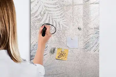 Magnetic writing board palm leaves design