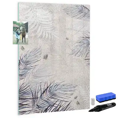 Magnetic writing board palm leaves design