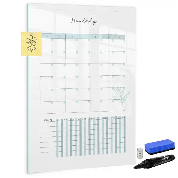 Monthly planner magnetic dry erase board