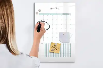 Monthly planner magnetic dry erase board