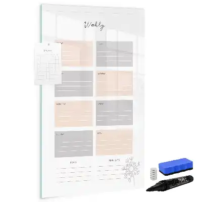 Magnetic writing board weekly planner