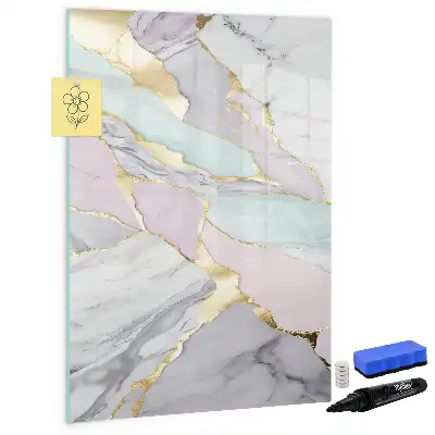Magnetic dry erase board with decorative marble frame