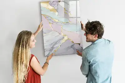 Magnetic dry erase board with decorative marble frame